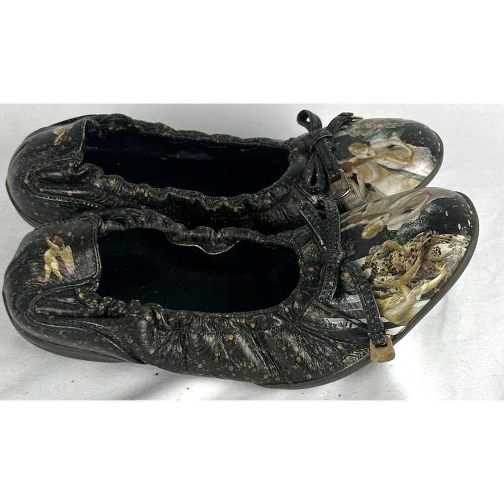 Vtg Icon Los Angeles Sandro Botticelli La Primavera Leather Ballet Flats Sz 6.5